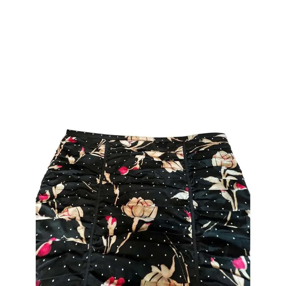 Sz 6 White House Black Market Soft A line Floral Layered‎ Lined Skirt Waist 30